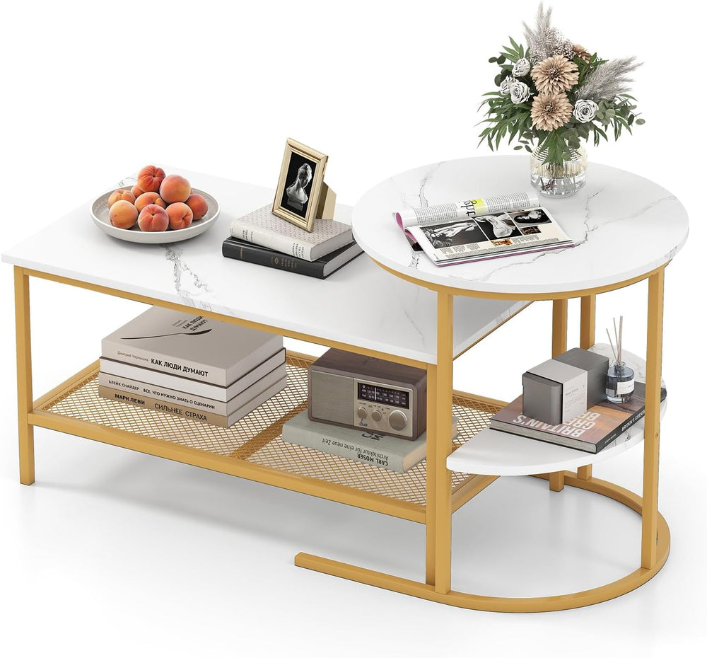 Giantex Nesting Coffee Table Set of 2, Detachable Rectangular Table & Rou...