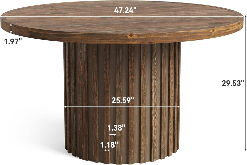 Tribesigns 47-Inch Round Dining Table for 4-6, Farmhouse Wood Kitchen Table w...