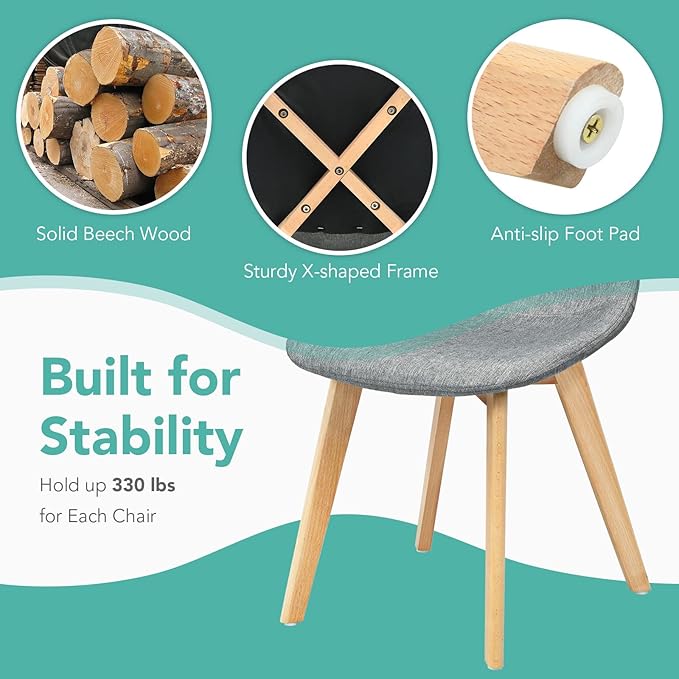 Giantex Set of 4 Kitchen Dining Chairs, Easily Assemble Modern Fabric Cushion...