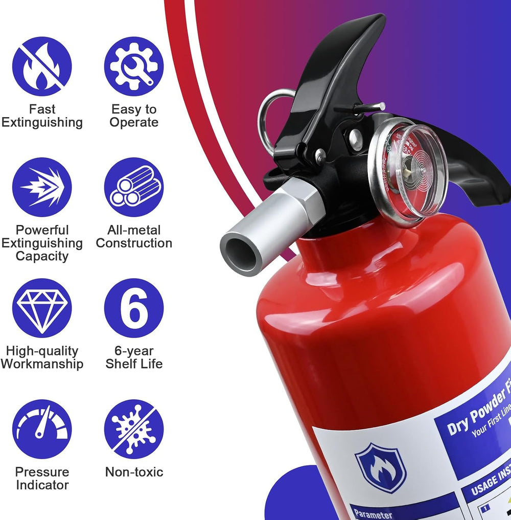 1 Pack 2.5 lb ABC Dry Chemical 1-A:10-B:C Fire Extinguishers