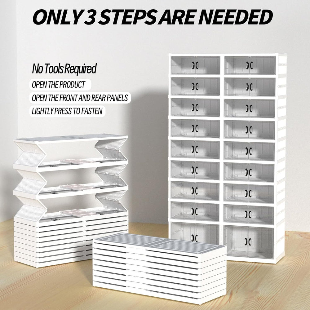 FAHKNS 9 Tier 36 Pair Folding Shoe Rack with Wheels and Magnetic Doors,Stacka...