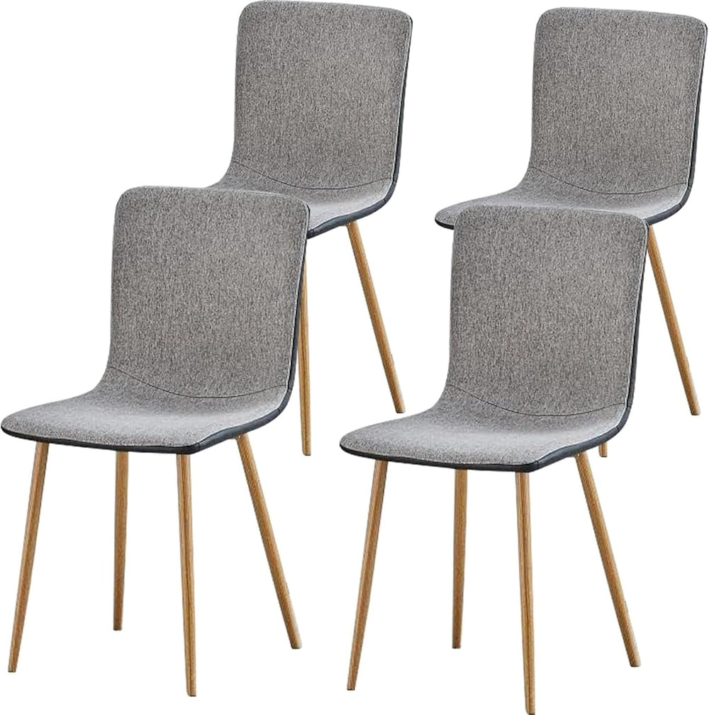 FurnitureR Dining Chairs Set of 4, Fabric Cushion Side Chairs Mid-Back with P...