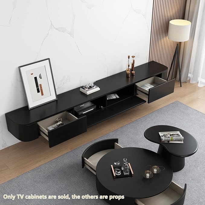 Floating TV Stand with Drawers, Pre-Assembled Wall Mounted TV Console, Modern...