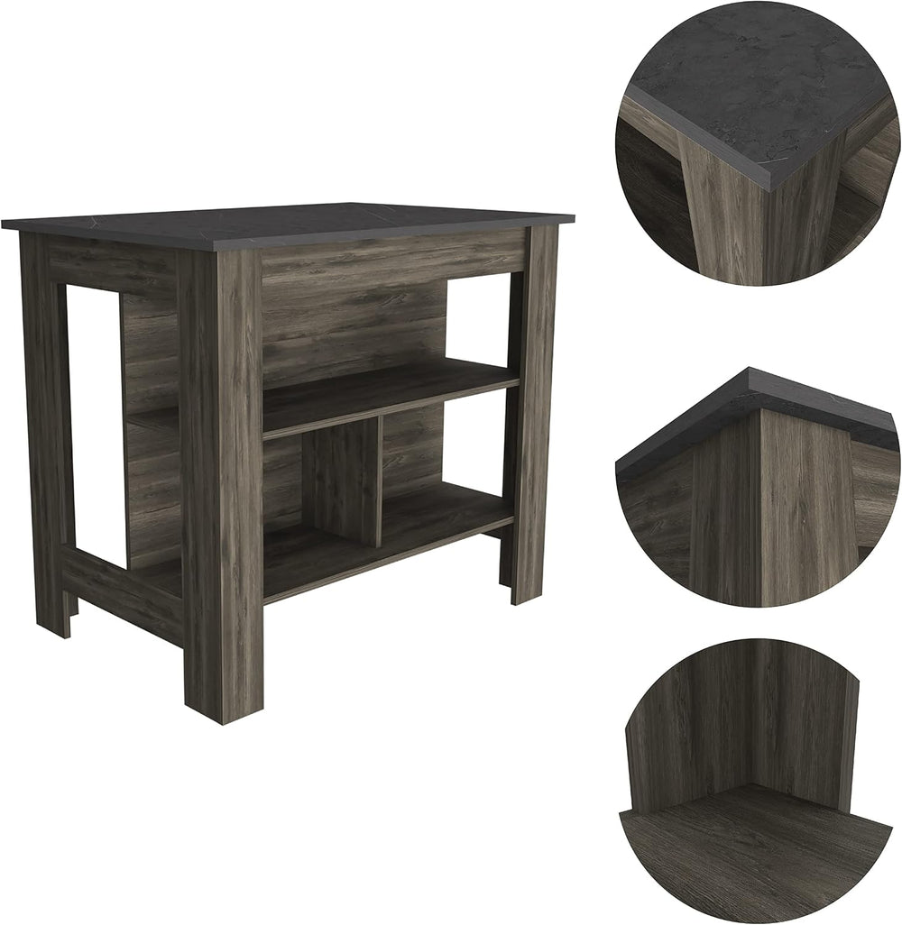 Cala Kitchen Island, Dark Brown Onyx