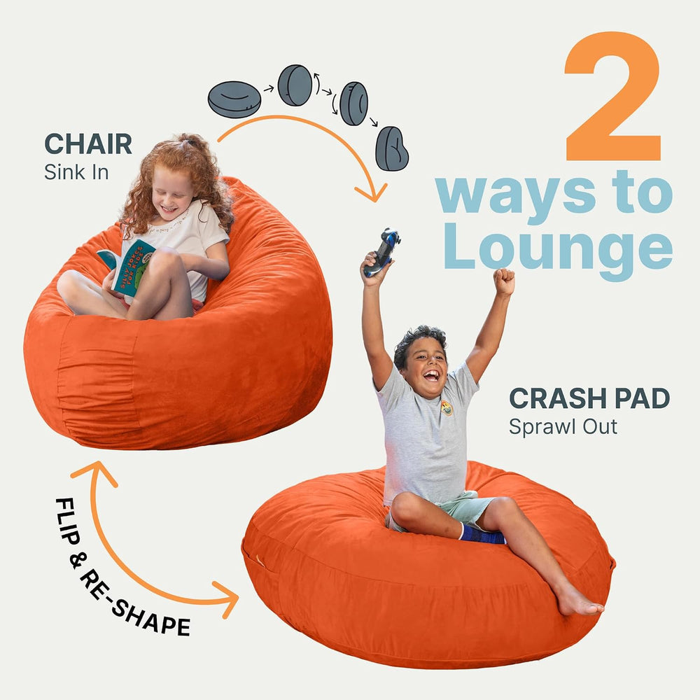 Jaxx Cocoon 4 Foot Bean Bag Chair and Crash Pad, Mandarin