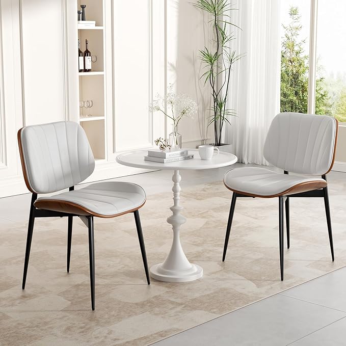 Dining Chair, Mid Century Modern Dining Room Chairs, Upholstered Faux Leather...
