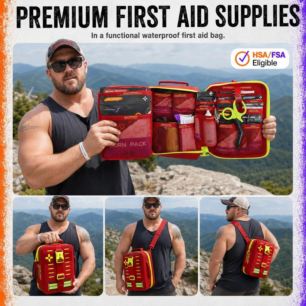 Lightning X Large 364pc First Aid Kit, OSHA ANSI Class B+, IPX7 Waterproof, C...