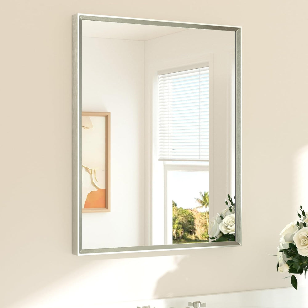 TETOTE Brushed Nickel Bathroom Mirror 24" x 30" Rectangle Beveled F...