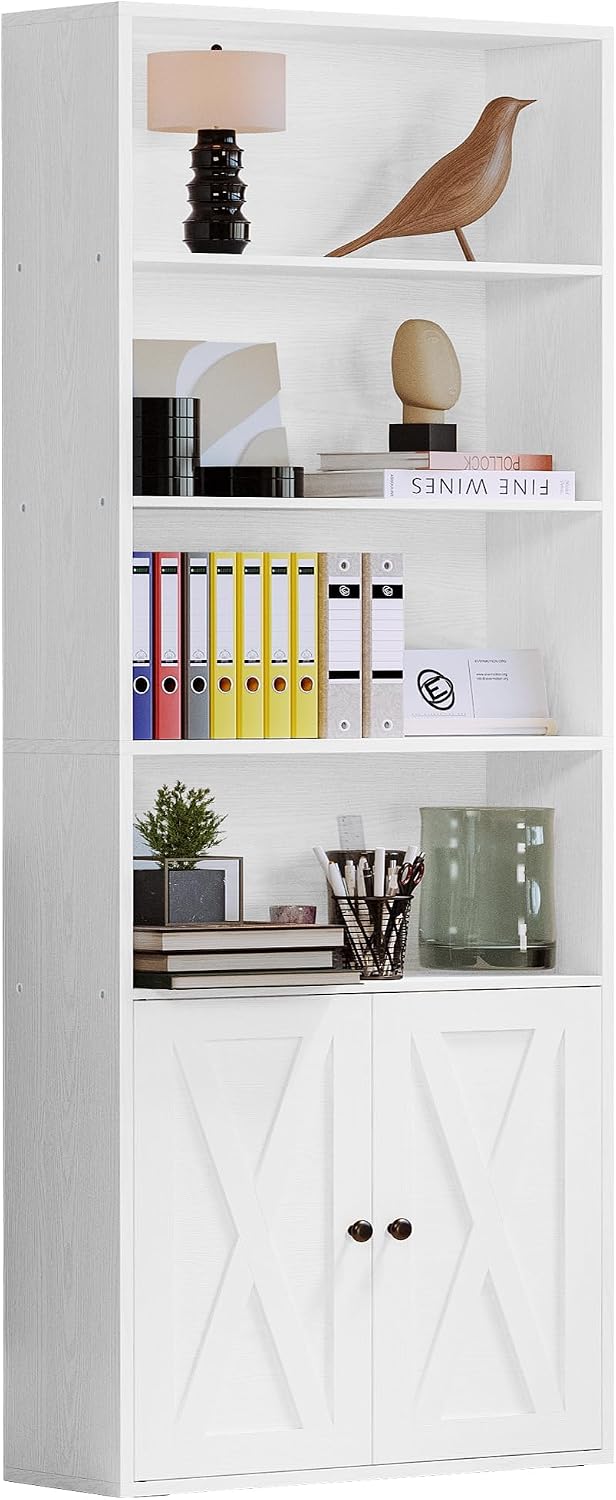 IRONCK Industrial Bookshelves and Bookcases with Doors Floor Standing 6 Shelf...