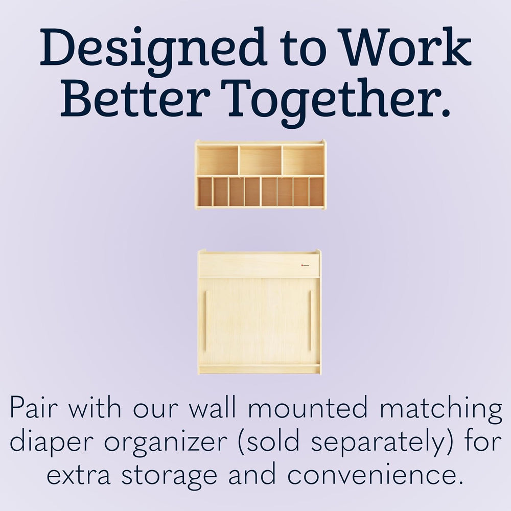 Foundations SafeGlide Daycare Changing Table w/Built-In Shelving, Natural