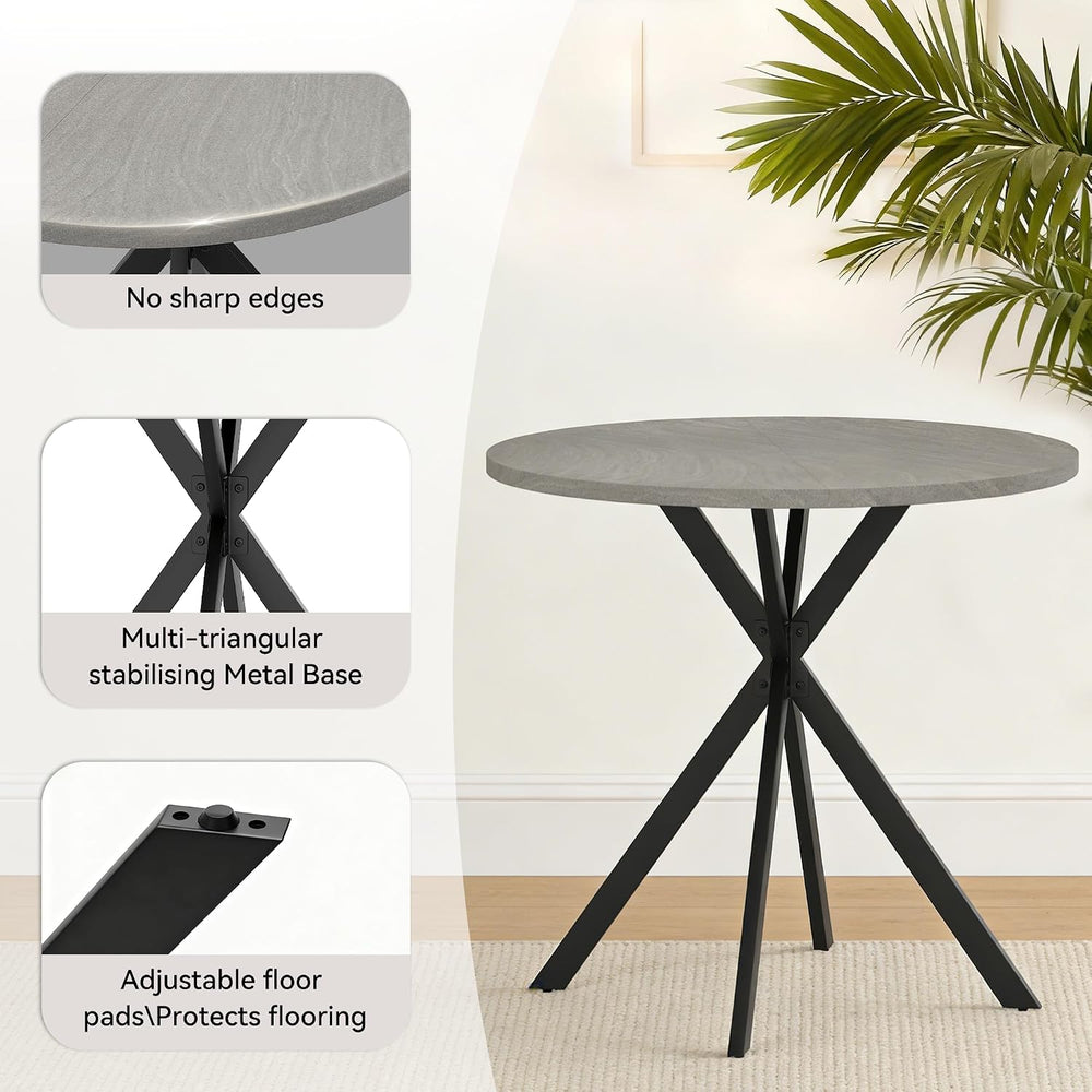 31.5" Small Round Dining Table Set for 2, Mid-Century X-Shaped Leg Table