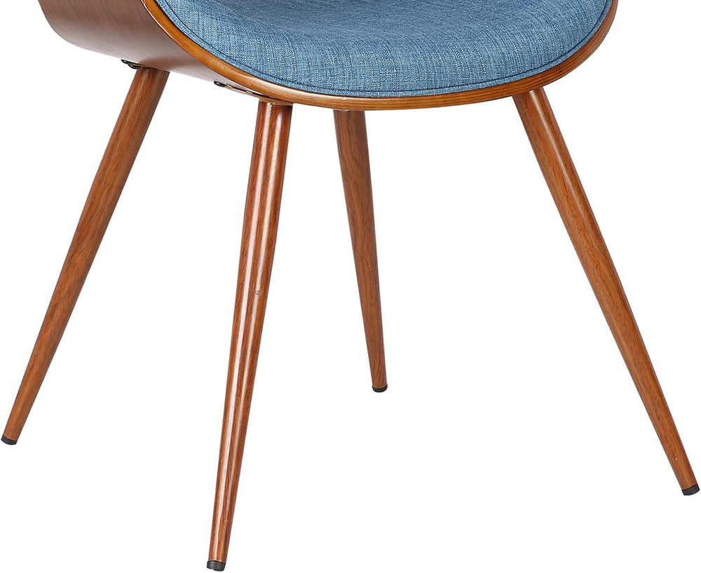 Armen Living Butterfly Mid-Century Dining Chair in Walnut Finish and Blue Fab...