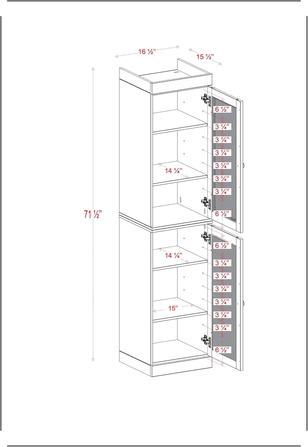 Palace Imports Solid Wood Kitchen Pantry Cabinet w/Frosted Glass Doors - Narr...