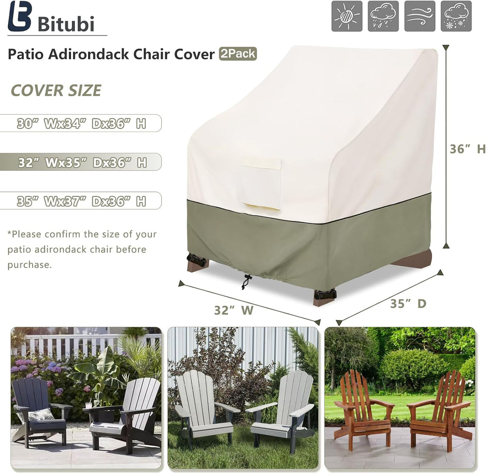 Waterproof 2 Pack Patio Adirondack Chair Cover for Outdoor Chair Size Up to 3...