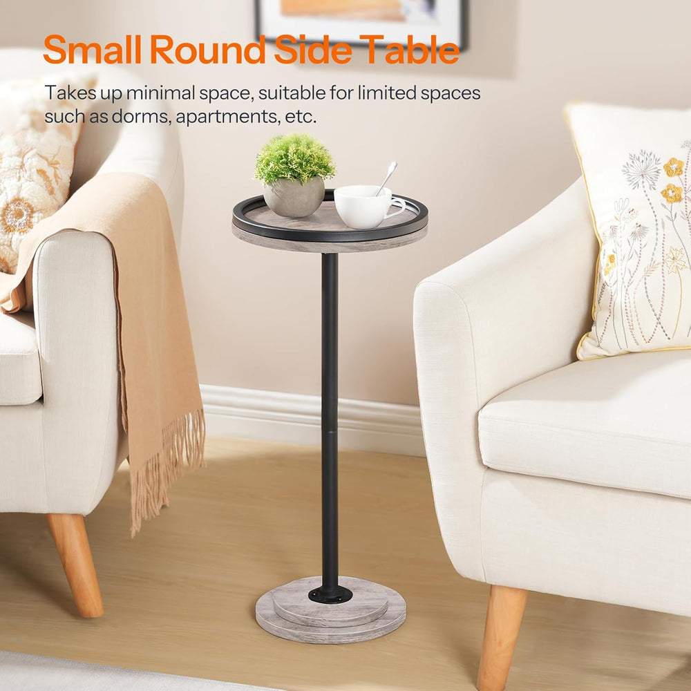 HOOBRO Small Round Side Table, Drink Table, Coffee Martini Table with Pedesta...