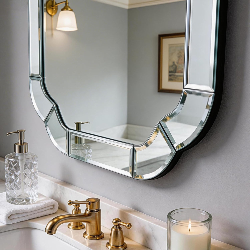 47.2" x 31.5" Large Entry Mirror, Wall Mounted Arched Mirror with D...