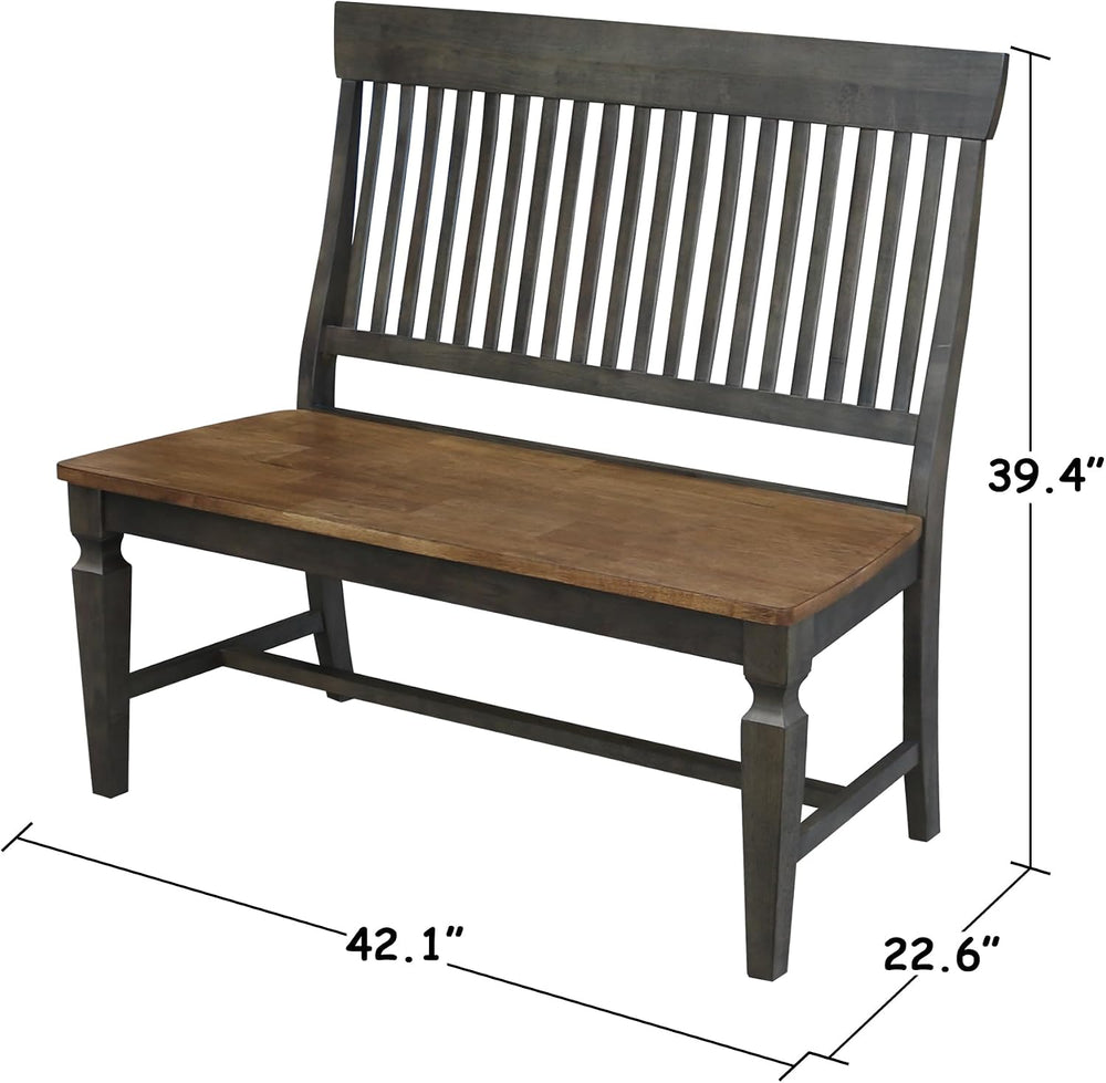 IC INTERNATIONAL CONCEPTS Solid Wood Vista Bench, Hickory/Washed Coal
