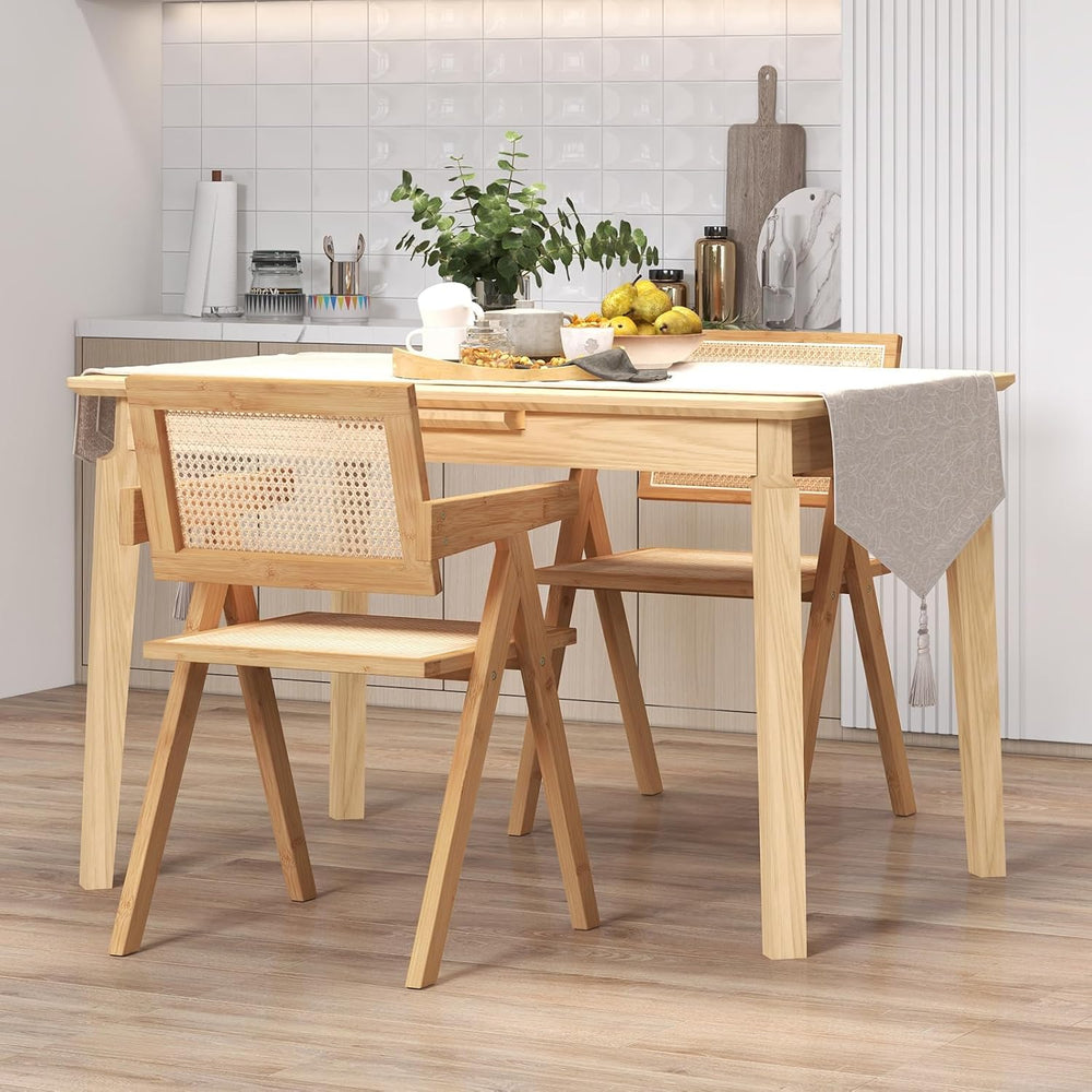 GIANTEX Rattan Dining Chairs Set of 2, Boho Cane Living Room Chairs, Max Load...