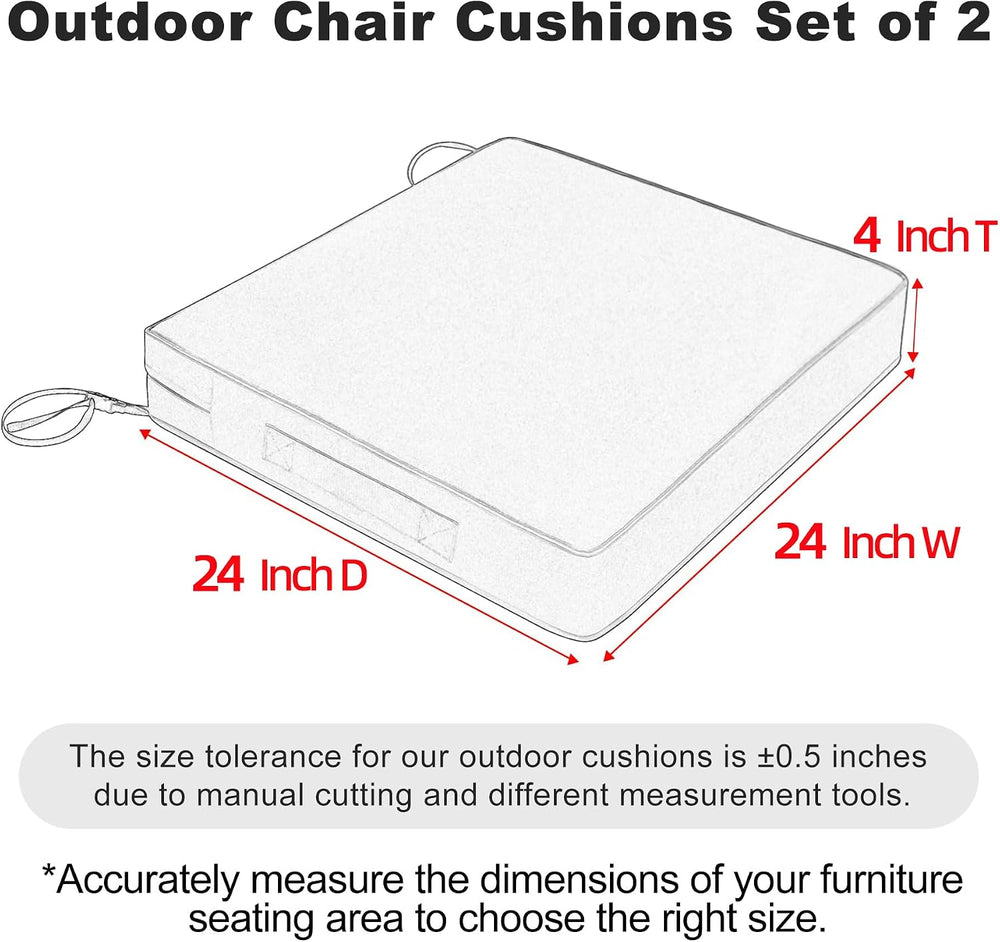 Favoyard Patio Chair Cushions 24 x 24 x 4 Inch Waterproof Outdoor Seat