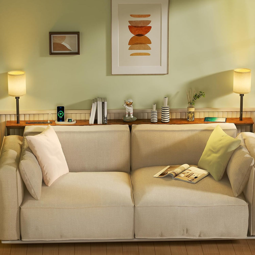 78.8" Long Sofa Table with Lights & Charging Station - 4 AC outlets ...