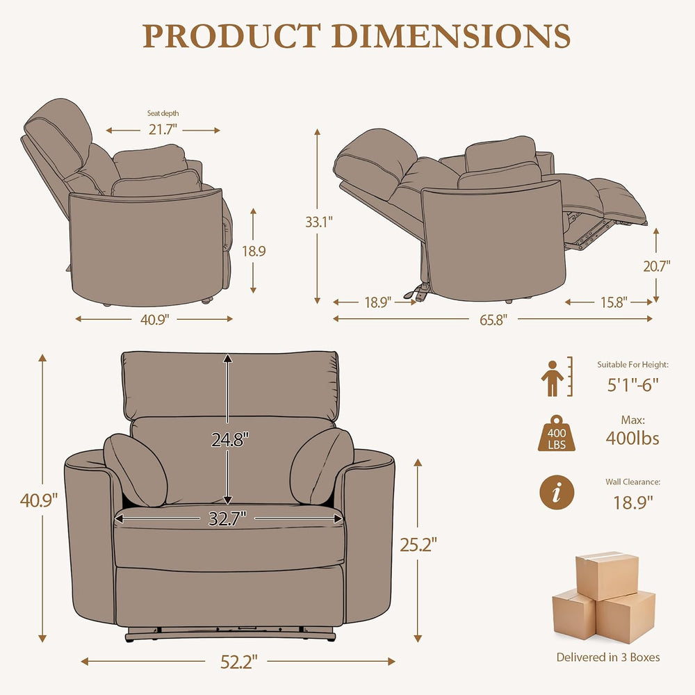 450lbs Oversized Power Recliner Chair for Big and Tall Adults, 52" Extra...