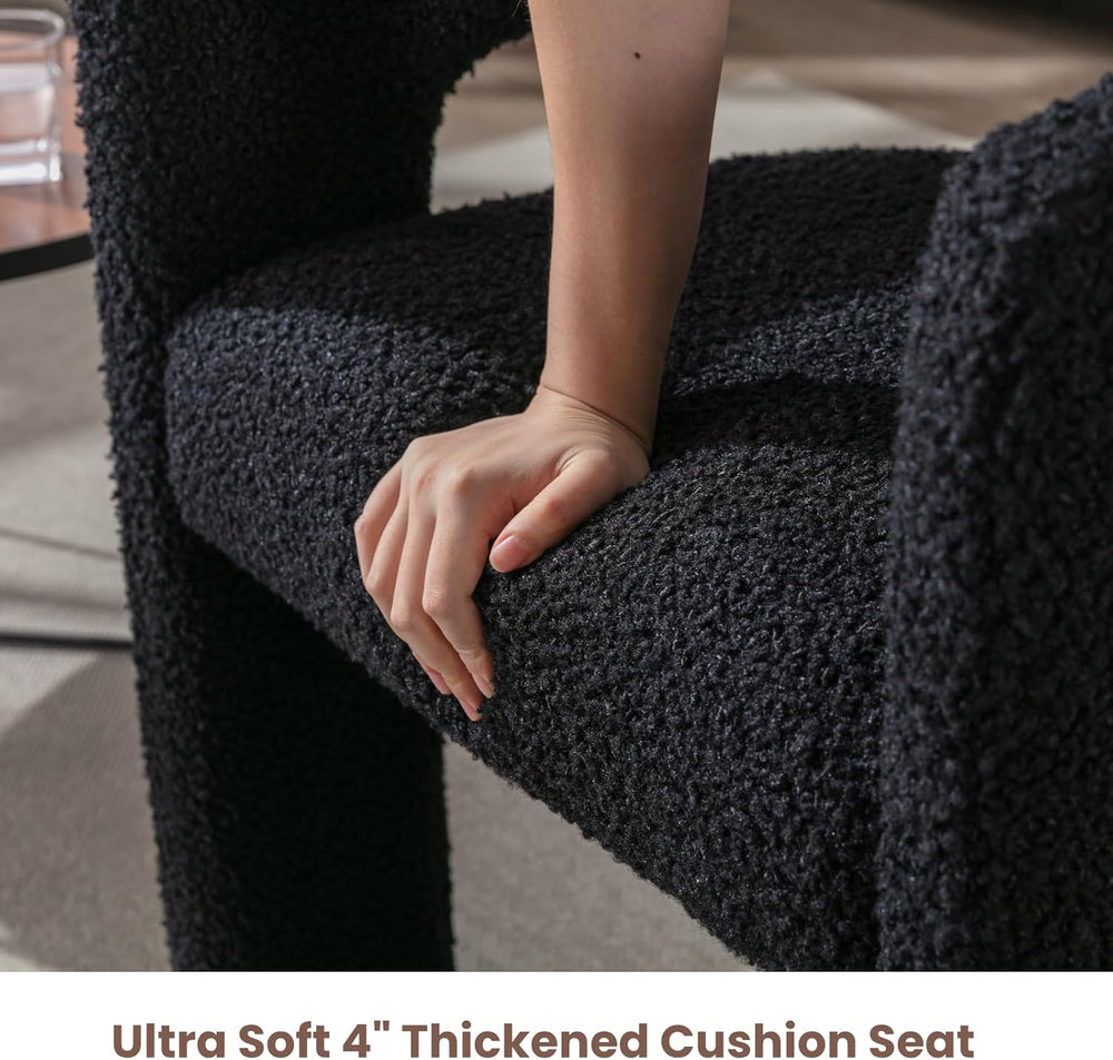 HNY Modern Barrel Kitchen & Dining Room Chairs Set of 6, Sherpa Upholster...