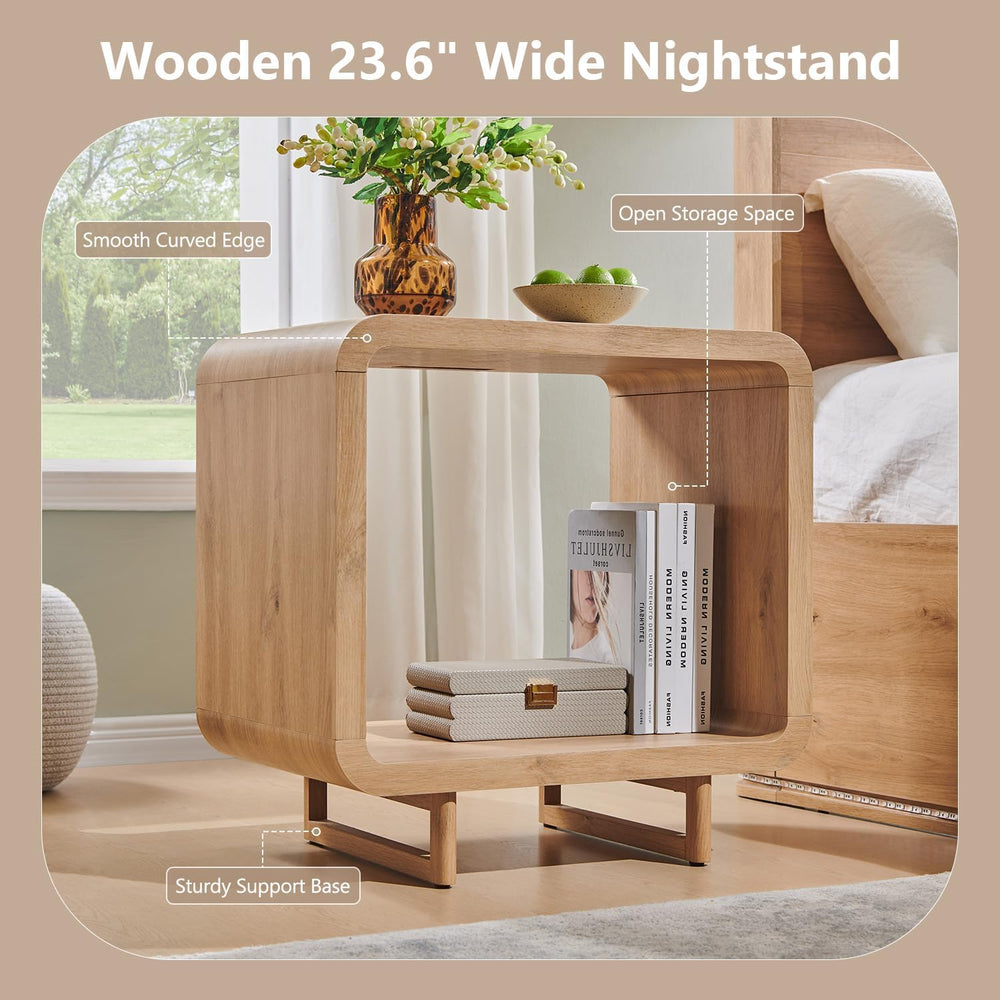 IFGET 23.6" Modern End Table, 2 Tier Side Table with Charging Station, S...
