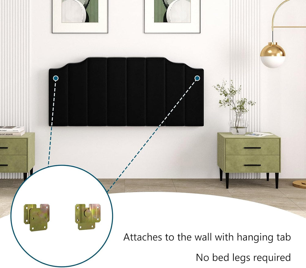 Befurtori Queen Size Headboard Only, Velvet Wall Mounted Headboard Queen Size...