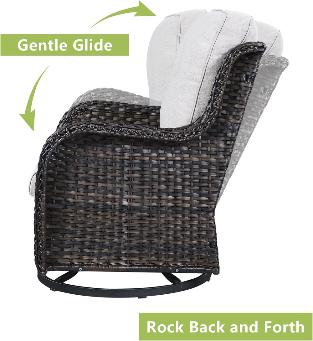 Rilyson 5 Piece Outdoor Patio Furniture Set - Rattan Wicker Patio Conversatio...