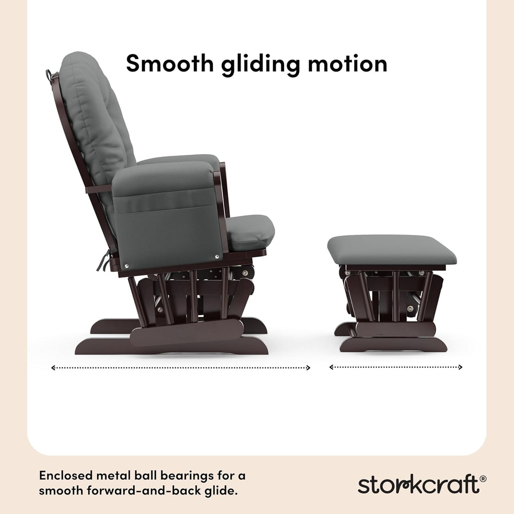 Storkcraft Premium Hoop Glider & Ottoman, Espresso/Gray