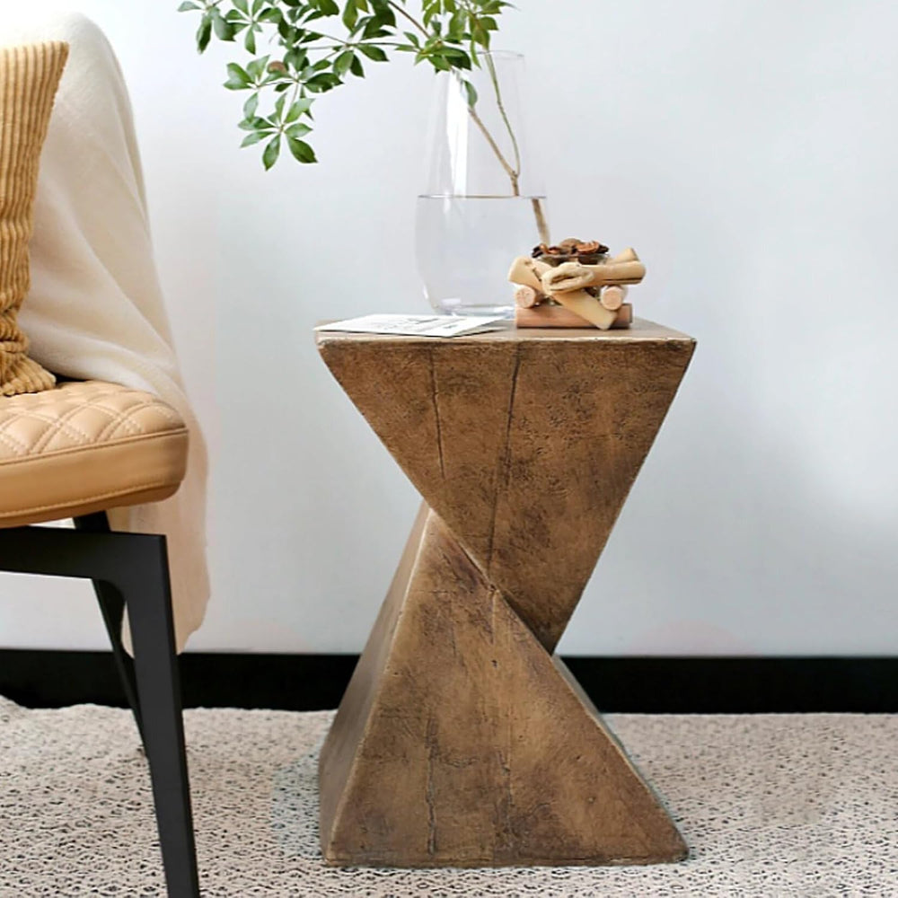 Lightweight Concrete Accent Table,Modern Geometry Side Table for Indoor and O...