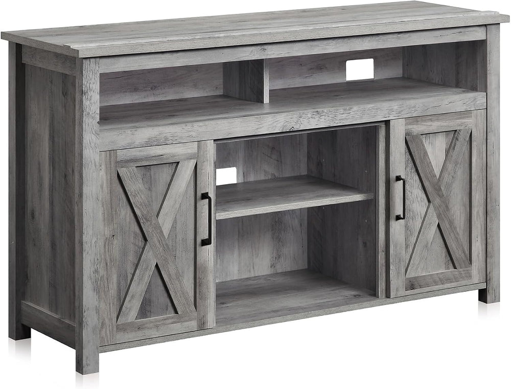 BELLEZE Modern 48 Inch Barn Door Wood TV Stand & Media Entertainment Cent...