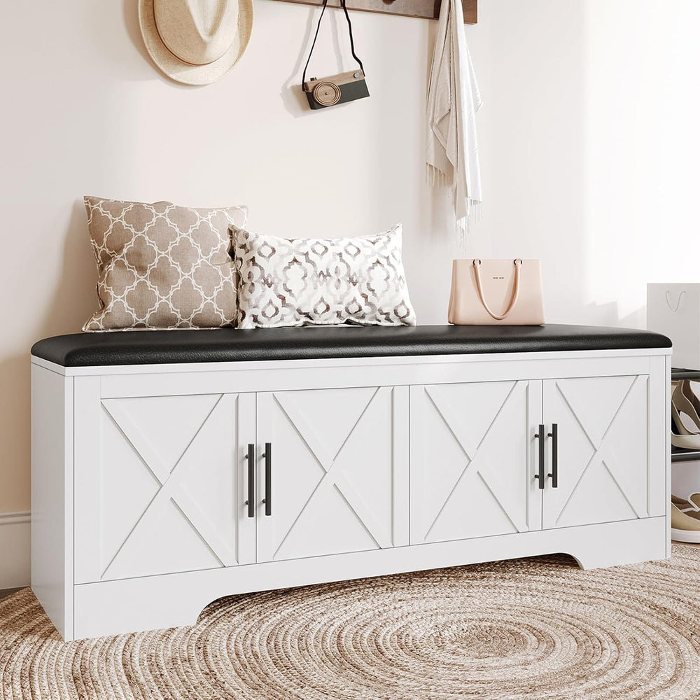 DreamDashio Storage Bench with Cushion, 47.2" End of Bed Storage Bench w...