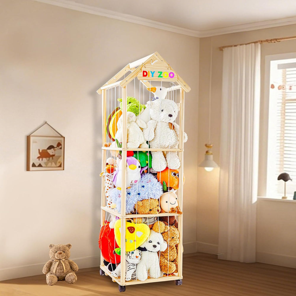 Stuffed Animal Storage, Stuff Animal Holder Organizer Display Shelf | Wooden ...