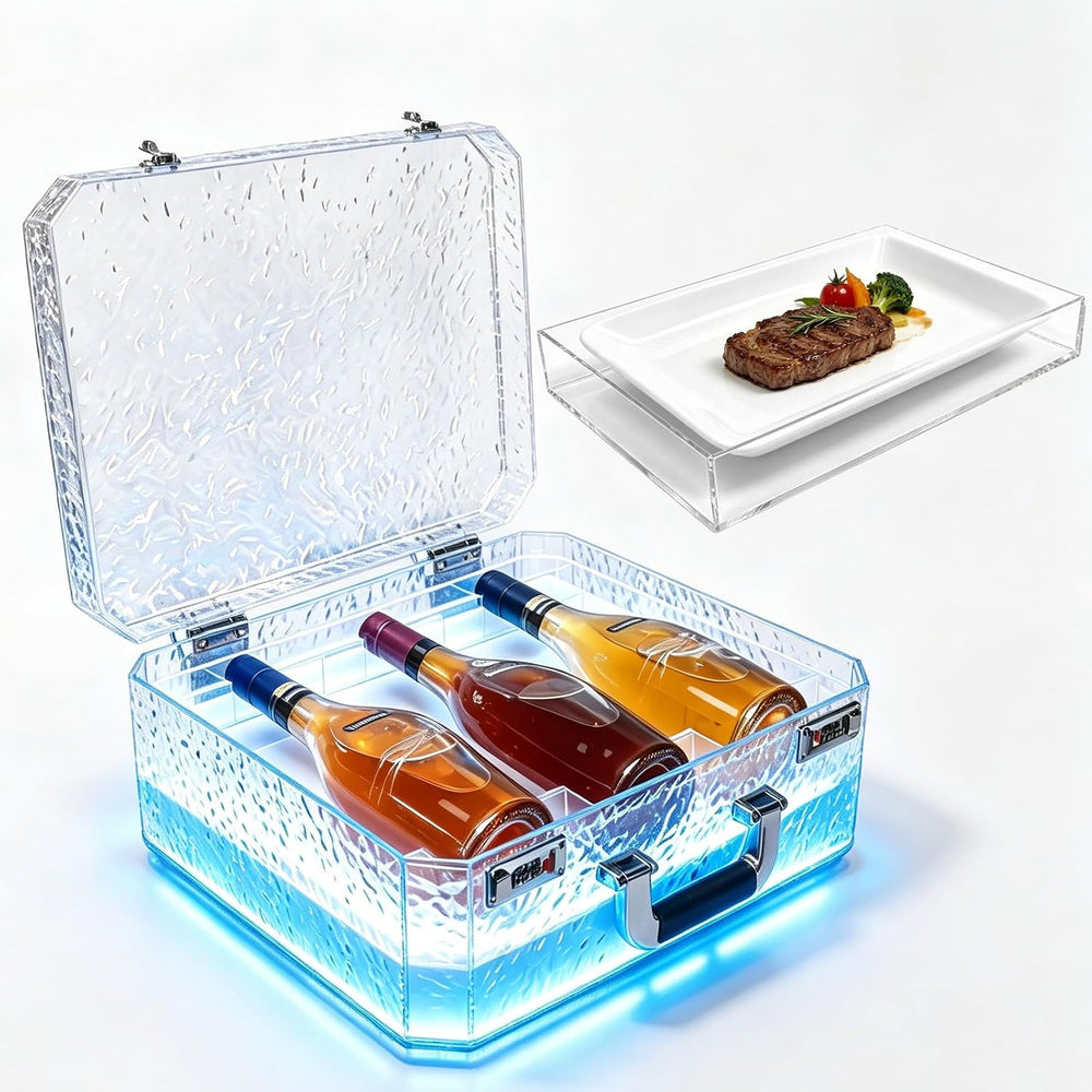 LED Wine Bottle Servicer Stand Champagne LED Display Box Rechargeable, Lumino...