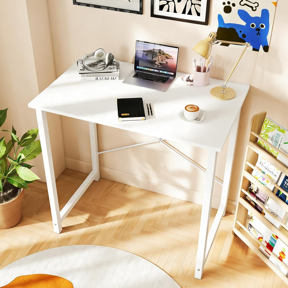 Sweetcrispy 32-Inch Small Computer Desk for Bedroom, White, 2 Pack