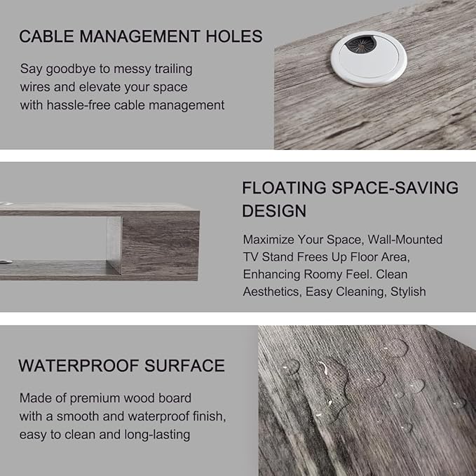 GHC Floating TV Stand, Wall Mounted Entertainment Center and Cabinet Shelf, T...