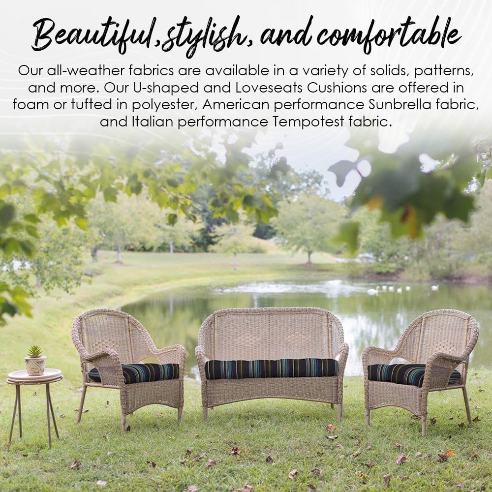 RSH DECOR: Tufted Wicker Loveseat Cushion | 41" x 19" | All-Weather...