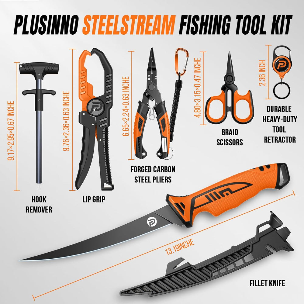 PLUSINNO Fishing Gear, Fishing Tools Kit, 7pcs Fishing Accessories, Corrosion...
