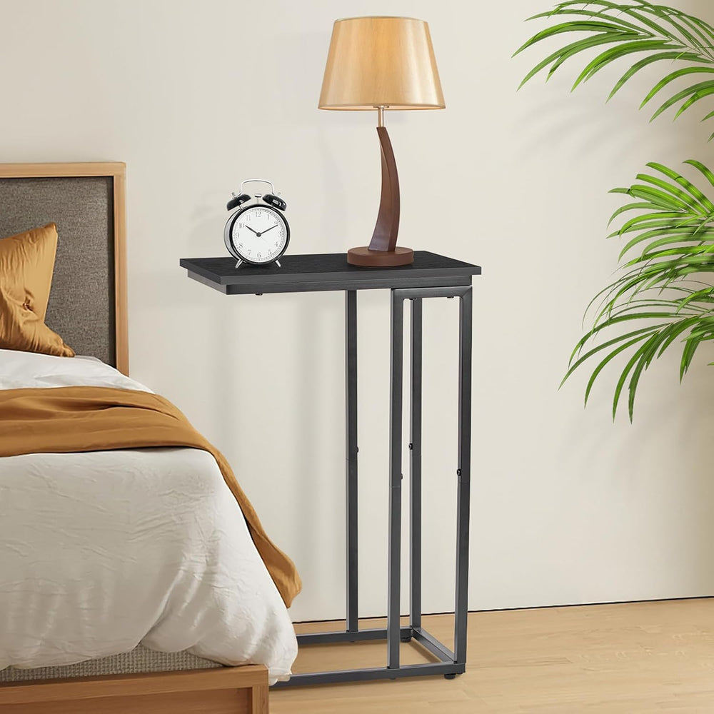 C-Shaped End Table, TV Tray Set of 2, Couch Side Laptop Desk, for Living Room...