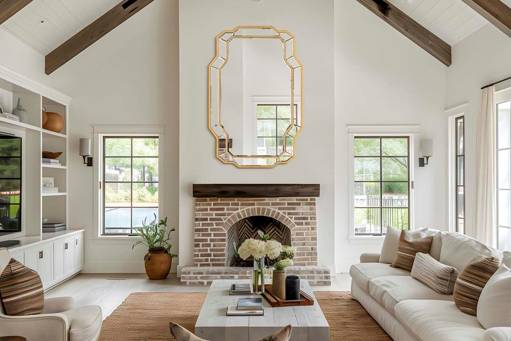 Large Living Room Mirrors, 47''x32'' Gold Bathroom Mirror for...