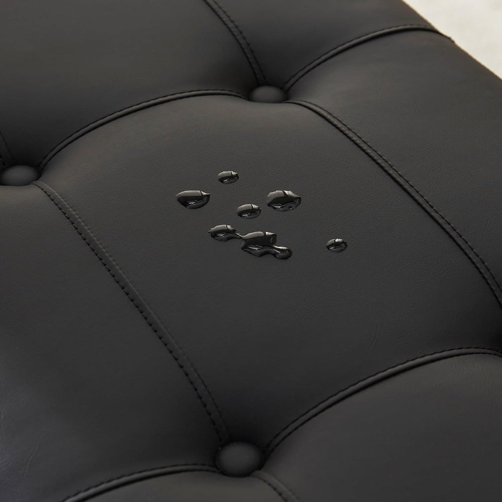 50.5 Inch Storage Ottoman Bench, Faux Leather Tufted Upholstered Bedroom Benc...