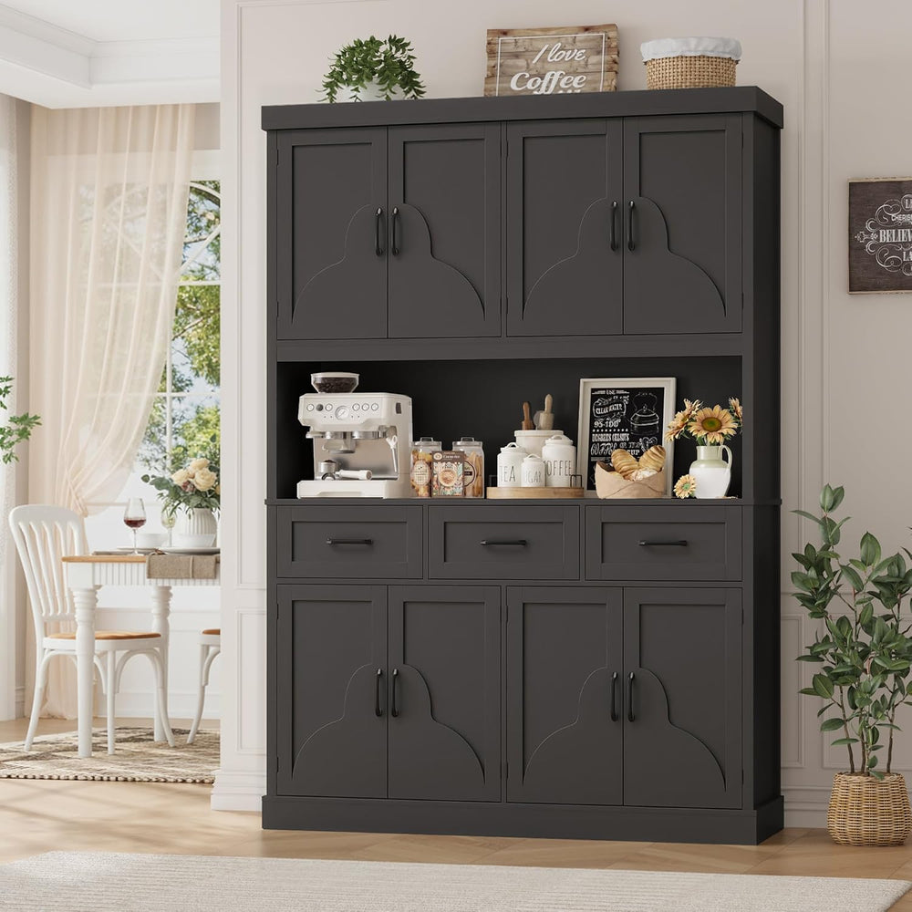 HITHOS 76" Tall Kitchen Pantry Storage Cabinet, 55“ Wide Kitchen Hutch C...