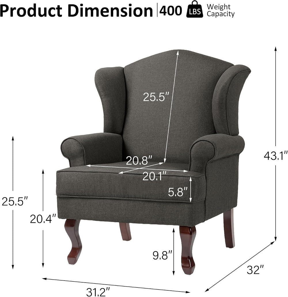 Lumibee High Back Accent Chair, Comfy Armchair with Solid Wood Legs for Livin...