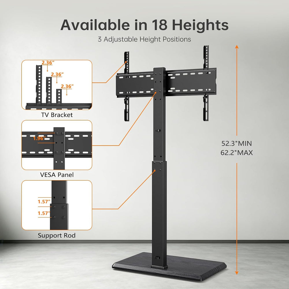 Universal Floor TV Stand for 32-75 Inch TVs up to 110 lbs | ±30° Swivel | Hei...