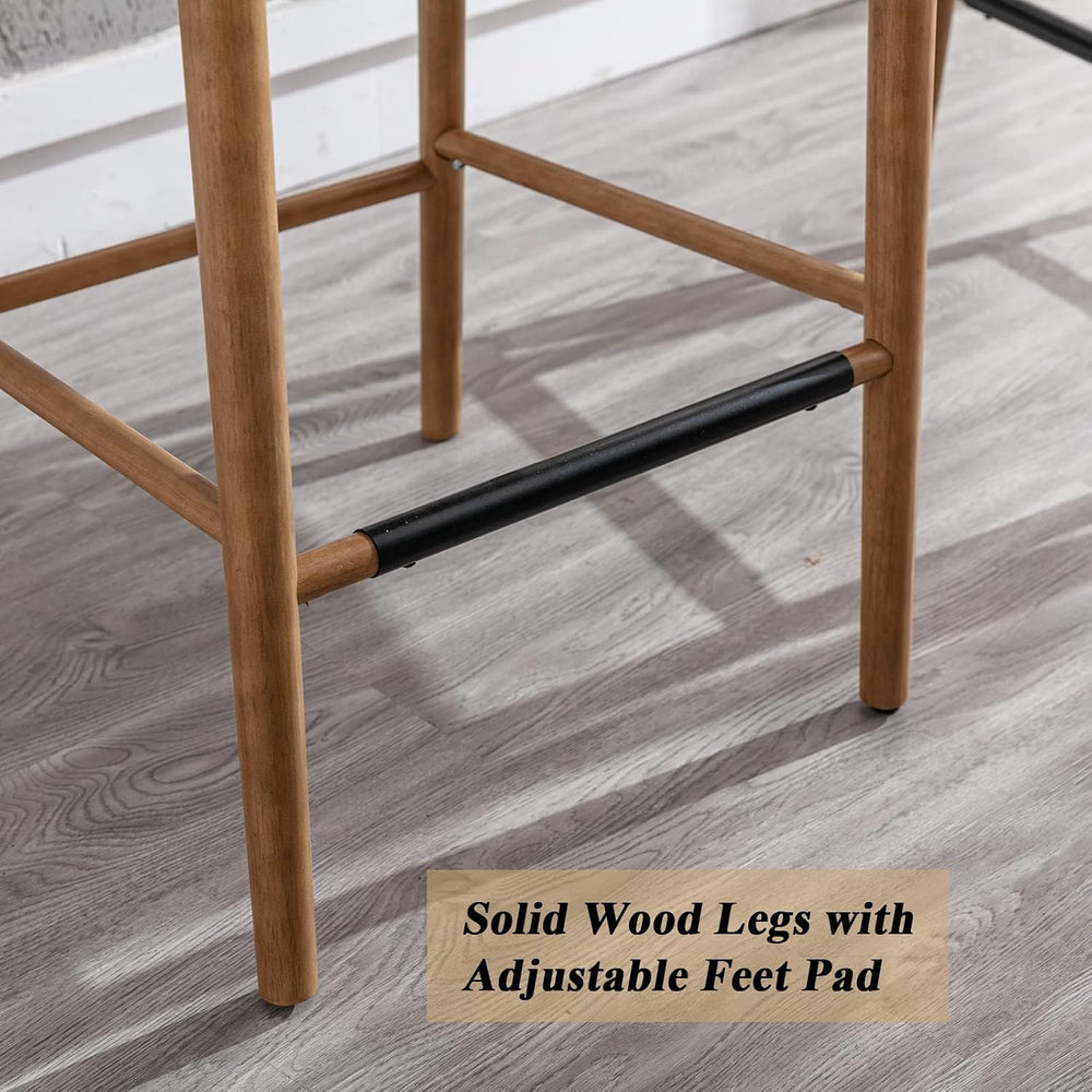 DUOMAY Modern Bar Stools Set of 2, 29 Inches Bar Height Barstools with Rattan...