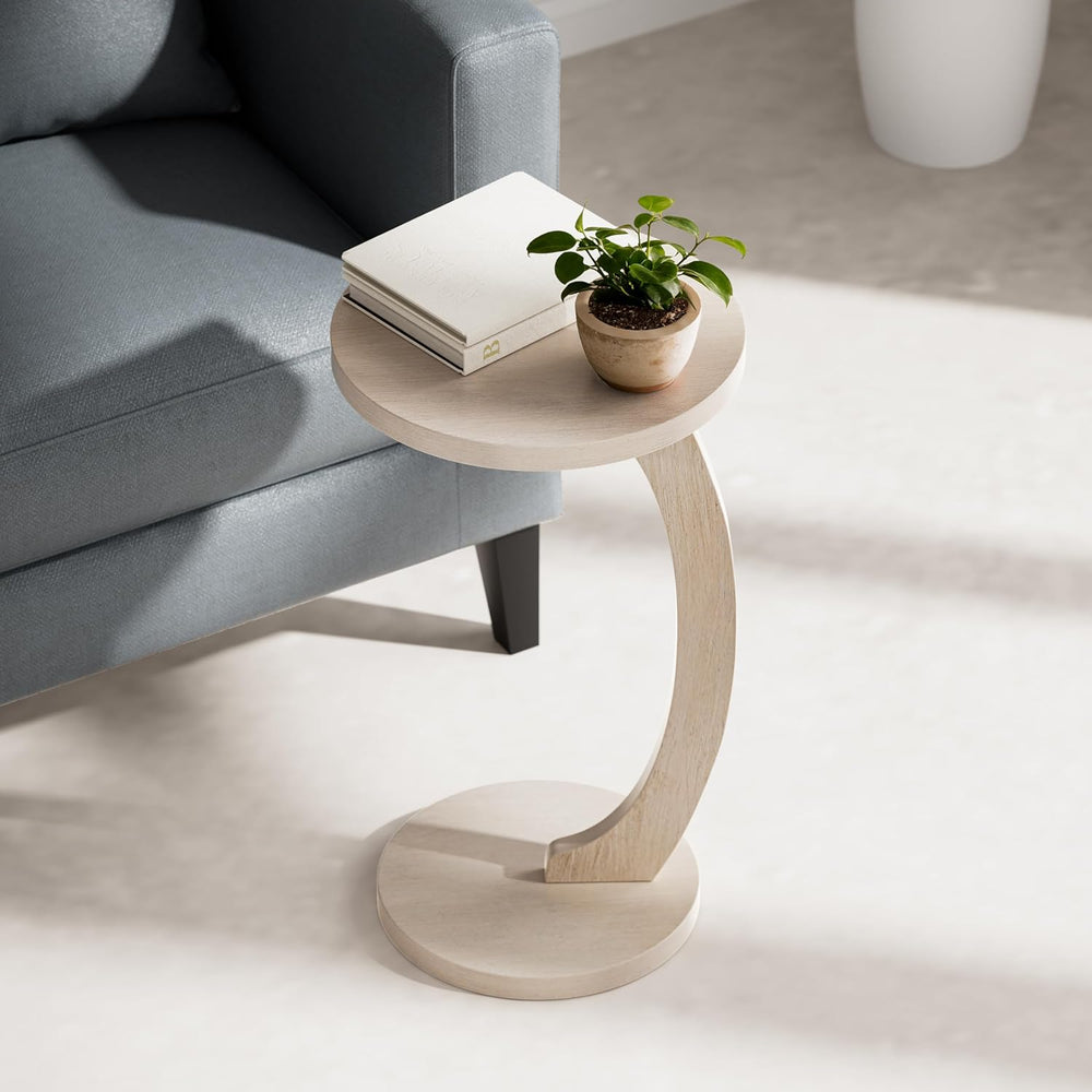 COZAYH C Shaped Round End Table for Couch Small Place, Space Saver Side Table...