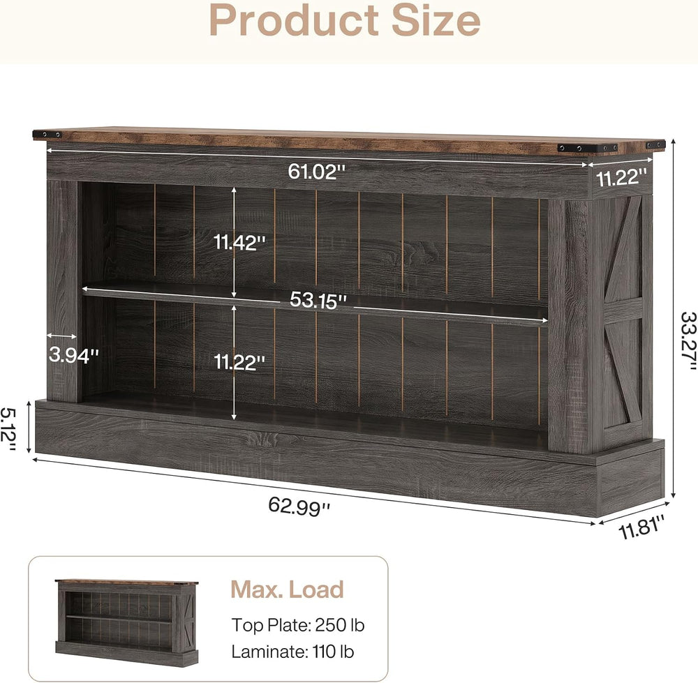 Tribesigns 63" Console Table, 3-Tier Entryway Table with Storage Shelves...