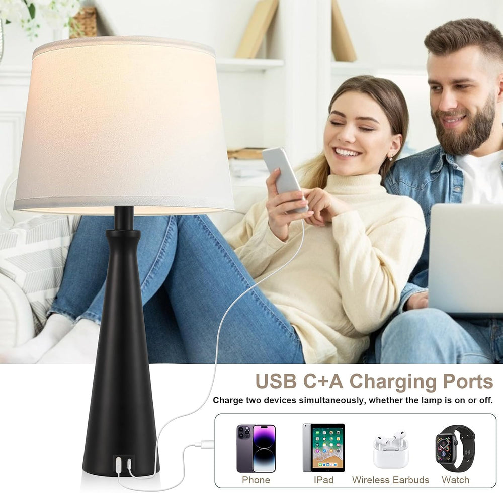 Modern Touch Lamps for Nightstand, 3 Way Dimmable Bedroom Lamp Set of 2