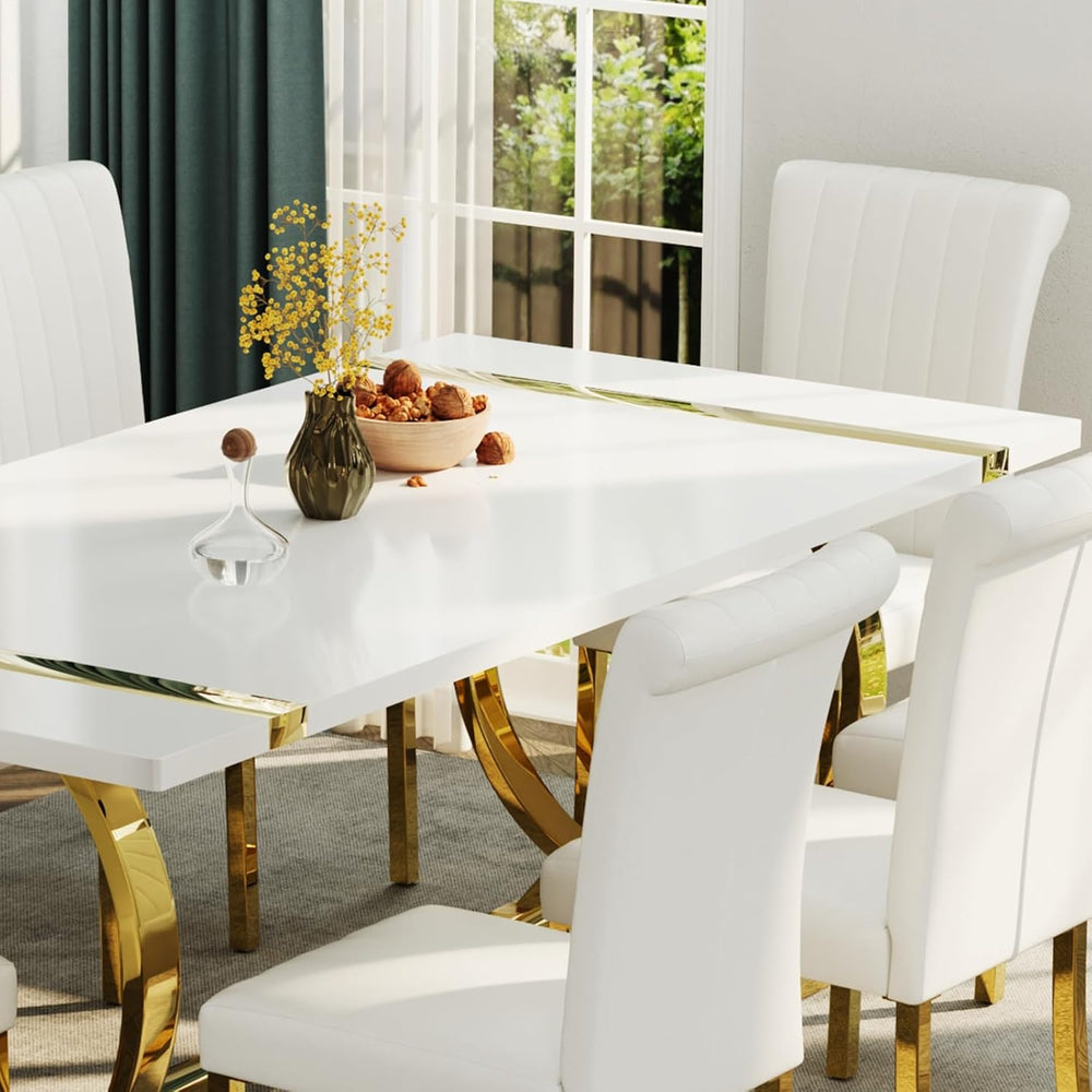ACEDÉCOR Modern Dining Chairs Set of 2, White Leather Dining Room Chairs with...